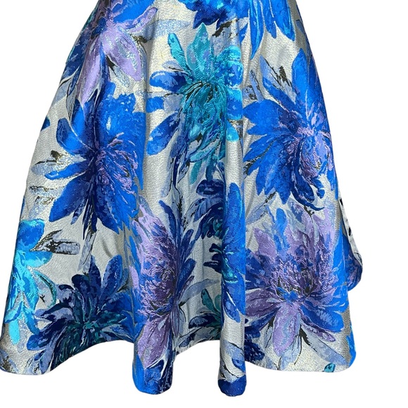 Belle Badgley Mischka Formal Floral Tapestry Dress With Metallic Thread 6 EUC - Picture 3 of 16